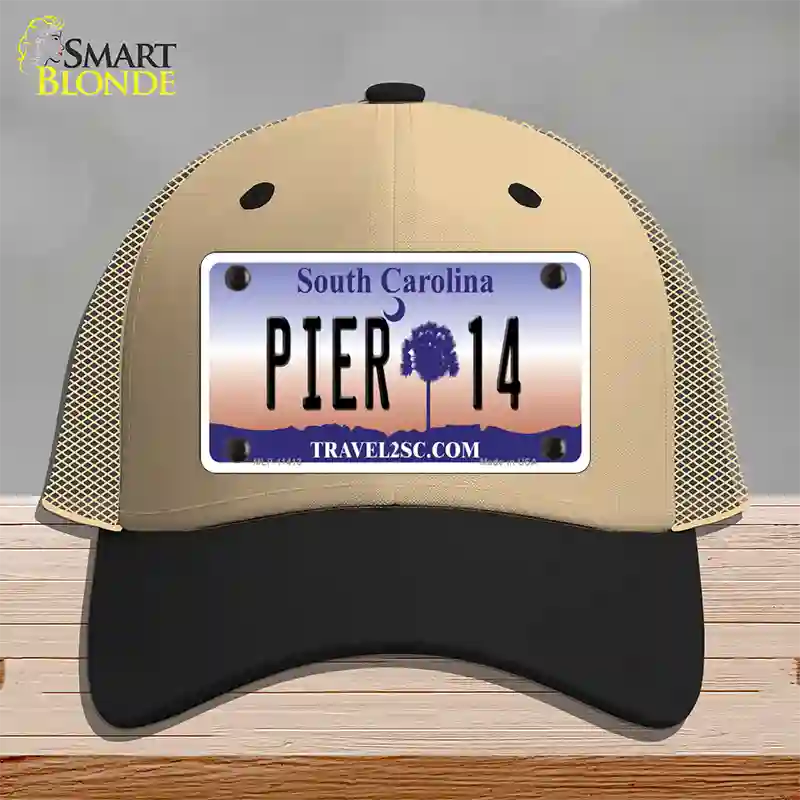 Pier 14 South Carolina Novelty License Plate Hat Mesh / Khaki|Black