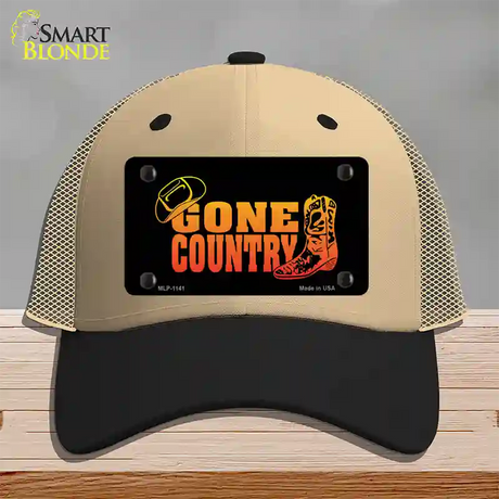 Gone Country Novelty License Plate Hat Mesh / Khaki|Black