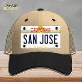 San Jose California Novelty License Plate Hat Mesh / Khaki|Black