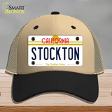 Stockton California Novelty License Plate Hat Mesh / Khaki|Black