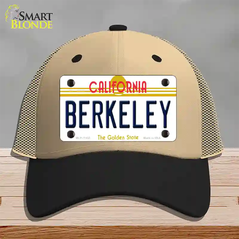 Berkeley California Novelty License Plate Hat Mesh / Khaki|Black