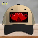 Hearts Over Roses In Red Novelty License Plate Hat Mesh / Khaki|Black