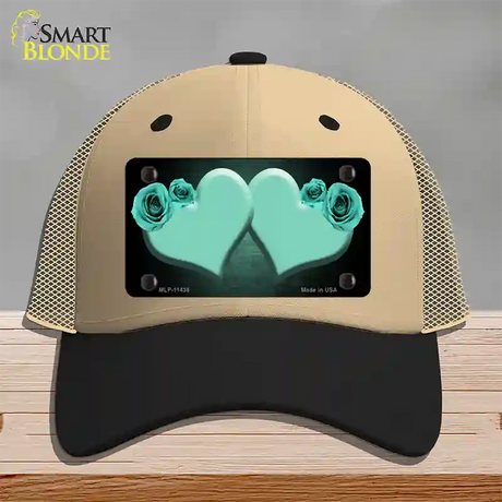 Hearts Over Roses In Mint Novelty License Plate Hat Mesh / Khaki|Black