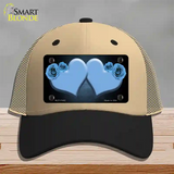 Hearts Over Roses In Light Blue Novelty License Plate Hat Mesh / Khaki|Black