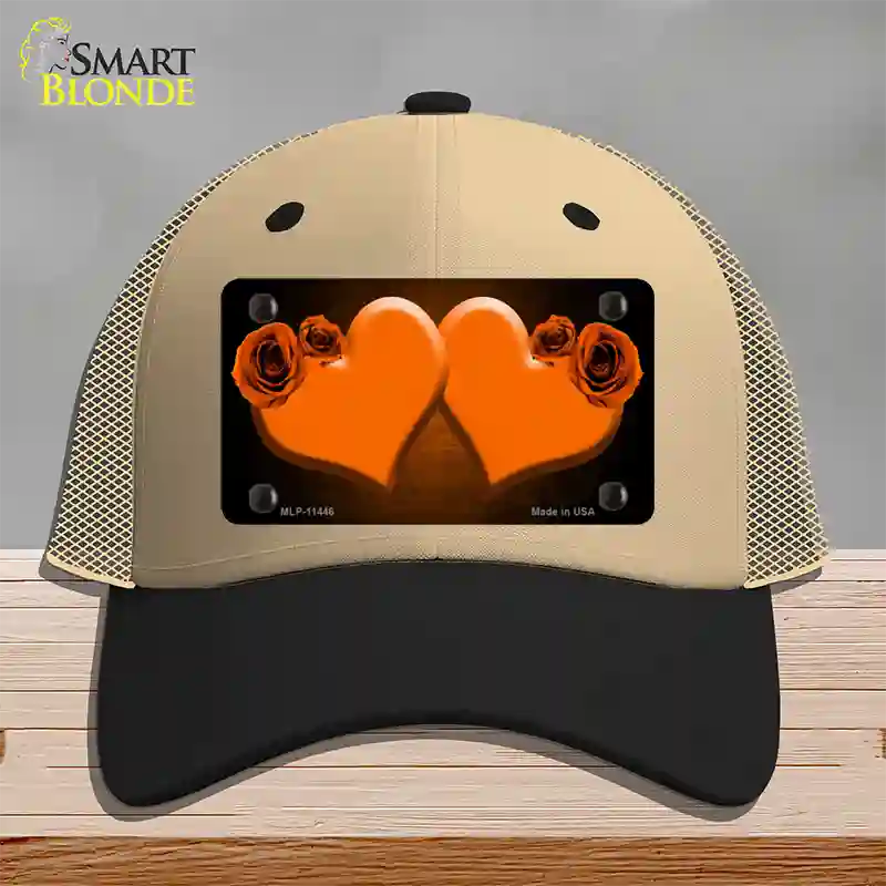 Hearts Over Roses In Orange Novelty License Plate Hat Mesh / Khaki|Black