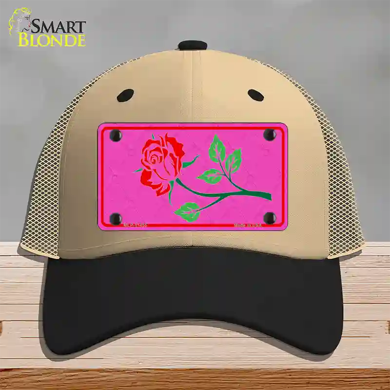 Illustrated Rose On Pink Chaise Lounge Novelty License Plate Hat Mesh / Khaki|Black