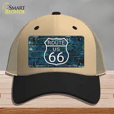 Route 66 Blue Brick Wall Novelty License Plate Hat Mesh / Khaki|Black