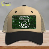 Route 66 Green Brick Wall Novelty License Plate Hat Mesh / Khaki|Black