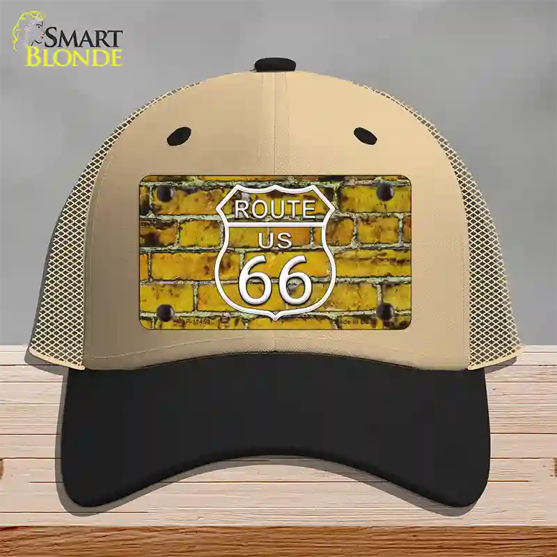 Route 66 Yellow Brick Wall Novelty License Plate Hat Mesh / Khaki|Black