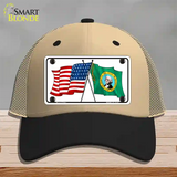 Washington Crossed US Flag Novelty License Plate Hat Mesh / Khaki|Black