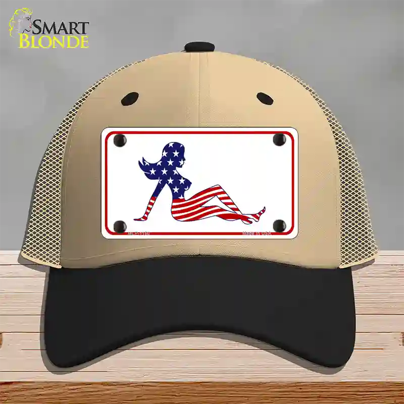 American Mud Flap Girl Novelty License Plate Hat Mesh / Khaki|Black