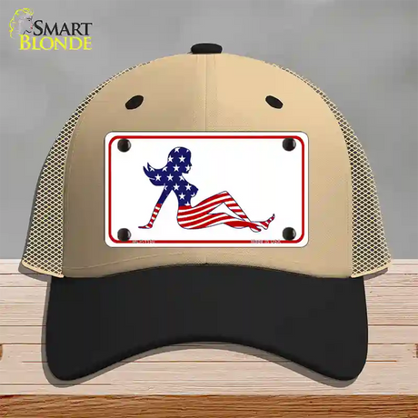 American Mud Flap Girl Novelty License Plate Hat Mesh / Khaki|Black