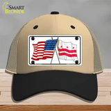 Washington DC Crossed US Flag Novelty License Plate Hat Mesh / Khaki|Black