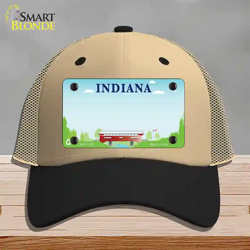 Indiana Recycle State Blank Novelty License Plate Hat Mesh / Khaki|Black