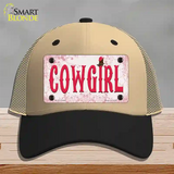 Cowgirl Pink Novelty License Plate Hat Mesh / Khaki|Black