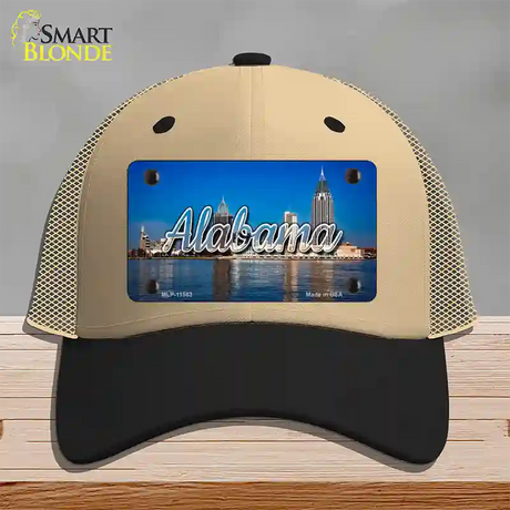 Alabama City Skyline State Novelty License Plate Hat Mesh / Khaki|Black