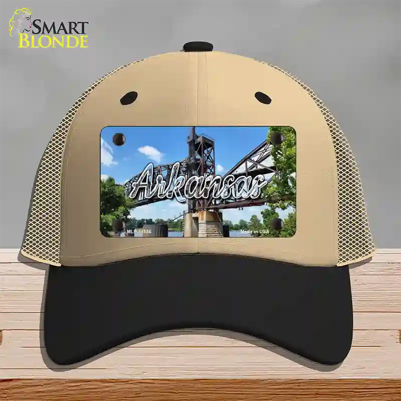 Arkansas Rusty Bridge State Novelty License Plate Hat Mesh / Khaki|Black