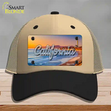 California Beach State Novelty License Plate Hat Mesh / Khaki|Black