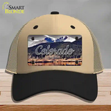 Colorado Forest and Mountains State Novelty License Plate Hat Mesh / Khaki|Black