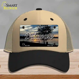 Delaware River Sunset State Novelty License Plate Hat Mesh / Khaki|Black