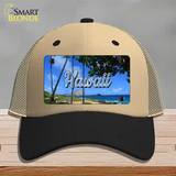 Hawaii Palm Trees State Novelty License Plate Hat Mesh / Khaki|Black