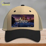 Iowa Bridge City Lights State Novelty License Plate Hat Mesh / Khaki|Black