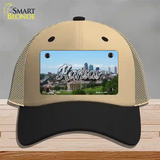 Kansas Downtown Skyline State Novelty License Plate Hat Mesh / Khaki|Black