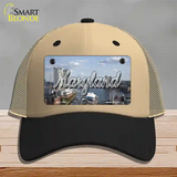 Maryland River Skyline State Novelty License Plate Hat Mesh / Khaki|Black