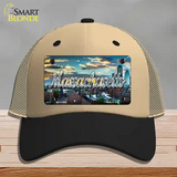 Massachusetts Sunset Skyline State Novelty License Plate Hat Mesh / Khaki|Black