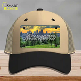 Minnesota City Skyline Sunset State Novelty License Plate Hat Mesh / Khaki|Black