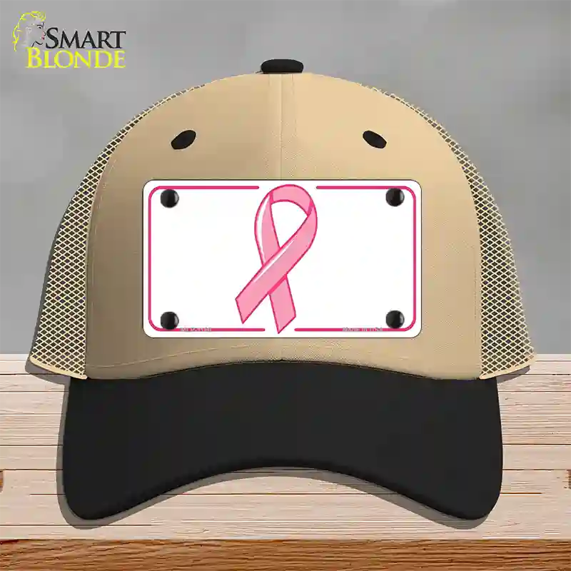 Breast Cancer Ribbon Novelty License Plate Hat Mesh / Khaki|Black