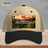 Montana Forest Sunset State Novelty License Plate Hat Mesh / Khaki|Black