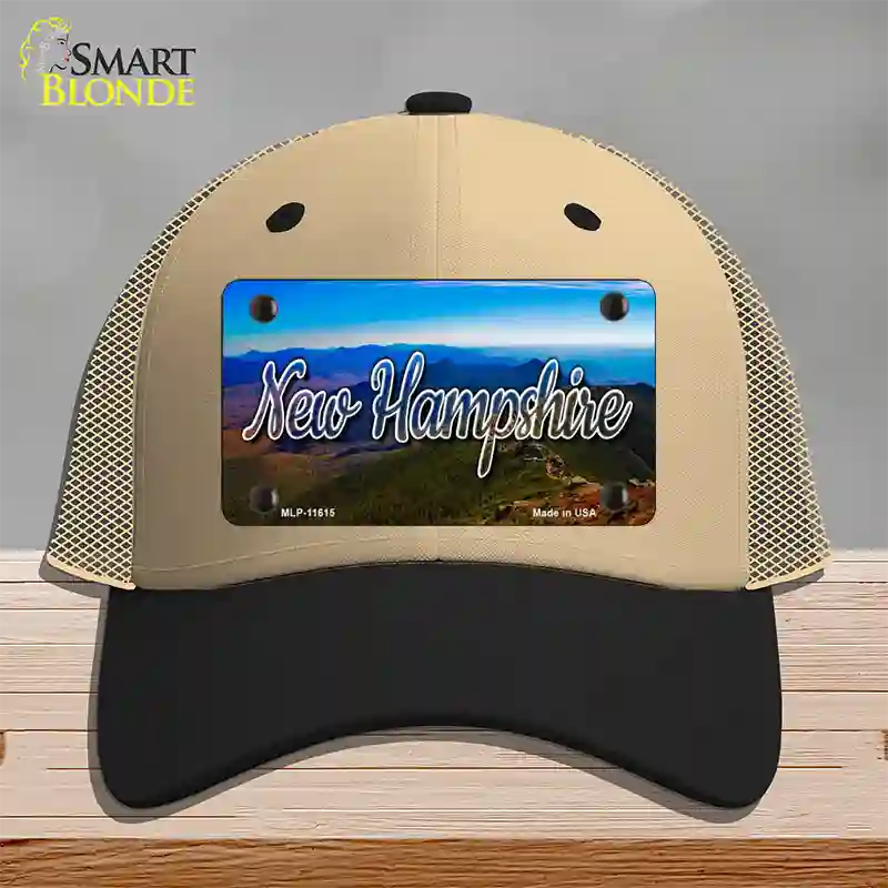 New Hampshire Mountain Range State Novelty License Plate Hat Mesh / Khaki|Black