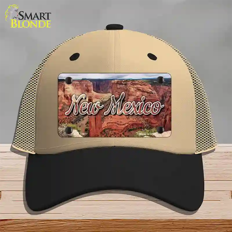 New Mexico Red Canyon State Novelty License Plate Hat Mesh / Khaki|Black