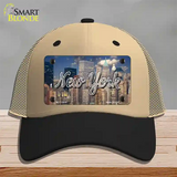 New York City Skyline State Novelty License Plate Hat Mesh / Khaki|Black