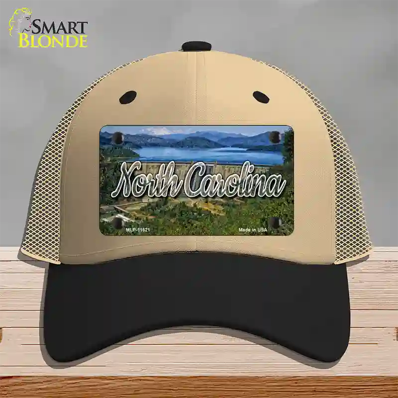 North Carolina Dam State Novelty License Plate Hat Mesh / Khaki|Black