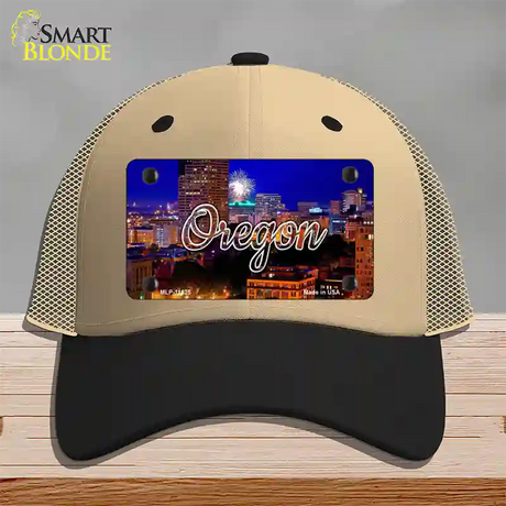 Oregon Firework City Lights State Novelty License Plate Hat Mesh / Khaki|Black