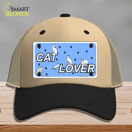 Cat Lover Novelty License Plate Hat Mesh / Khaki|Black