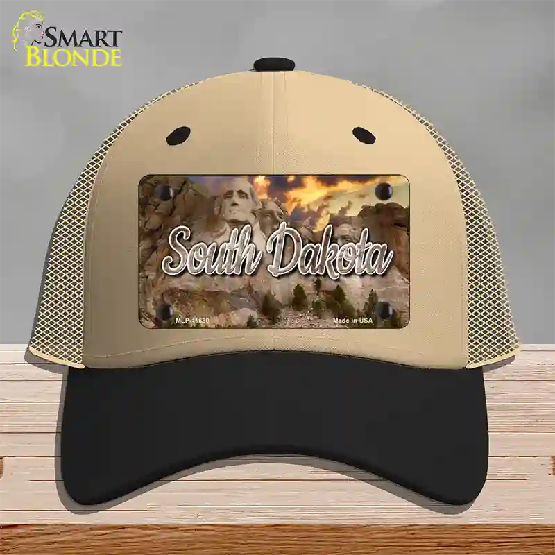 South Dakota Mt Rushmore State Novelty License Plate Hat Mesh / Khaki|Black