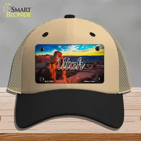 Utah Canyon Arch State Novelty License Plate Hat Mesh / Khaki|Black