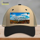 Virginia Mountain Range State Novelty License Plate Hat Mesh / Khaki|Black