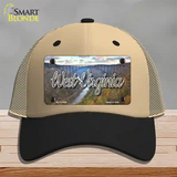 West Virginia River Bridge State Novelty License Plate Hat Mesh / Khaki|Black