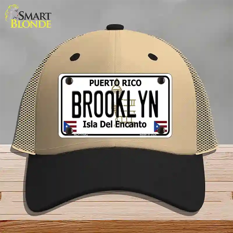 Brooklyn Puerto Rico Novelty License Plate Hat Mesh / Khaki|Black