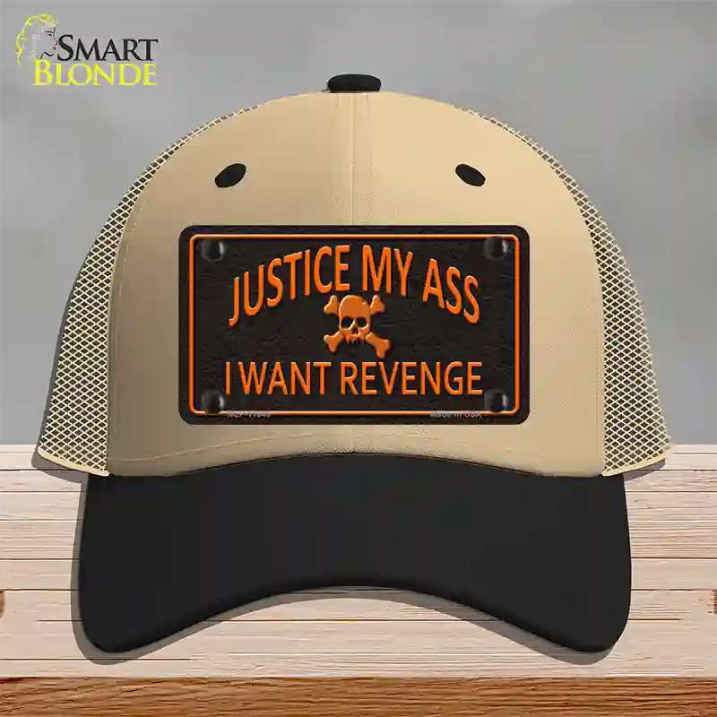 Justice My Ass Novelty License Plate Hat Mesh / Khaki|Black