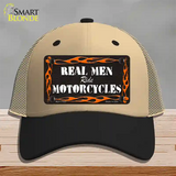 Real Men Ride Motorcycles Novelty License Plate Hat Mesh / Khaki|Black