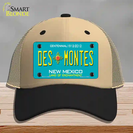 Des Montes Teal New Mexico Novelty License Plate Hat Mesh / Khaki|Black