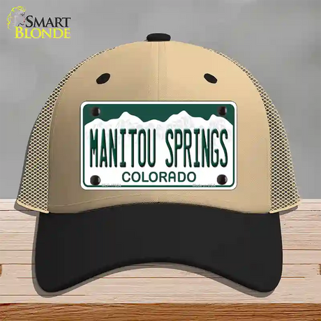 Manitou Springs Colorado Novelty License Plate Hat Mesh / Khaki|Black