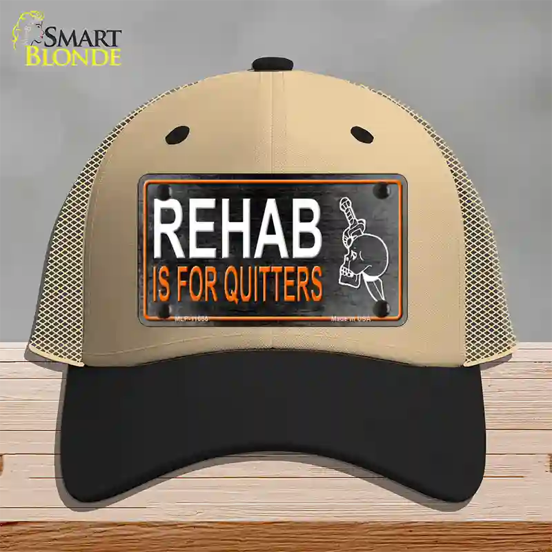 Rehab Is For Quitters Novelty License Plate Hat Mesh / Khaki|Black