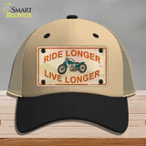 Ride Longer Live Longer Novelty License Plate Hat Mesh / Khaki|Black