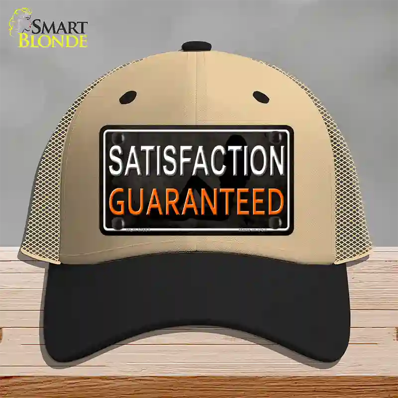 Satisfaction Guaranteed Novelty License Plate Hat Mesh / Khaki|Black